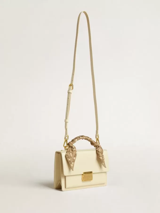 Bolso Venezia en piel acolchada color mantequilla con pañuelo de seda