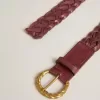 Cinturón de cuero trenzado burdeos para mujer Cinturón de cuero trenzado burdeos para mujer