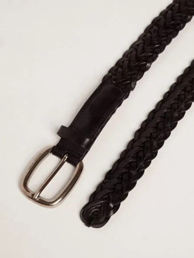 Cinturón de hombre en piel trenzada negra Cinturón de hombre en piel trenzada negra