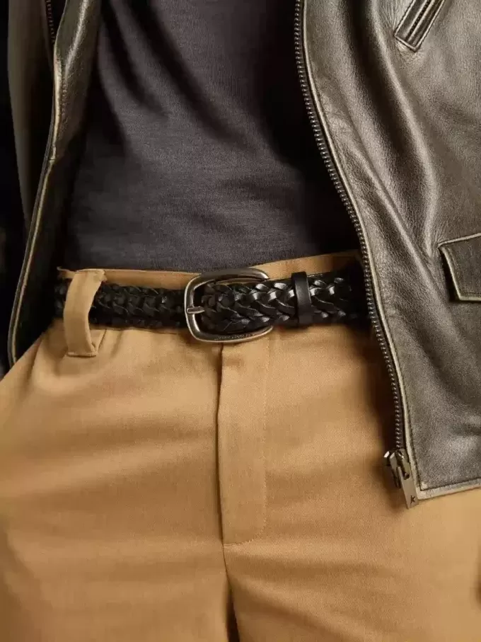 Cinturón de hombre en piel trenzada negra Cinturón de hombre en piel trenzada negra