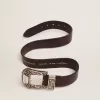 Cinturón de mujer en piel negra con hebilla decorada en plata Cinturón de mujer en piel negra con hebilla decorada en plata