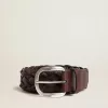 Cinturón de piel trenzada marrón oscuro para hombre Cinturón de piel trenzada marrón oscuro para hombre