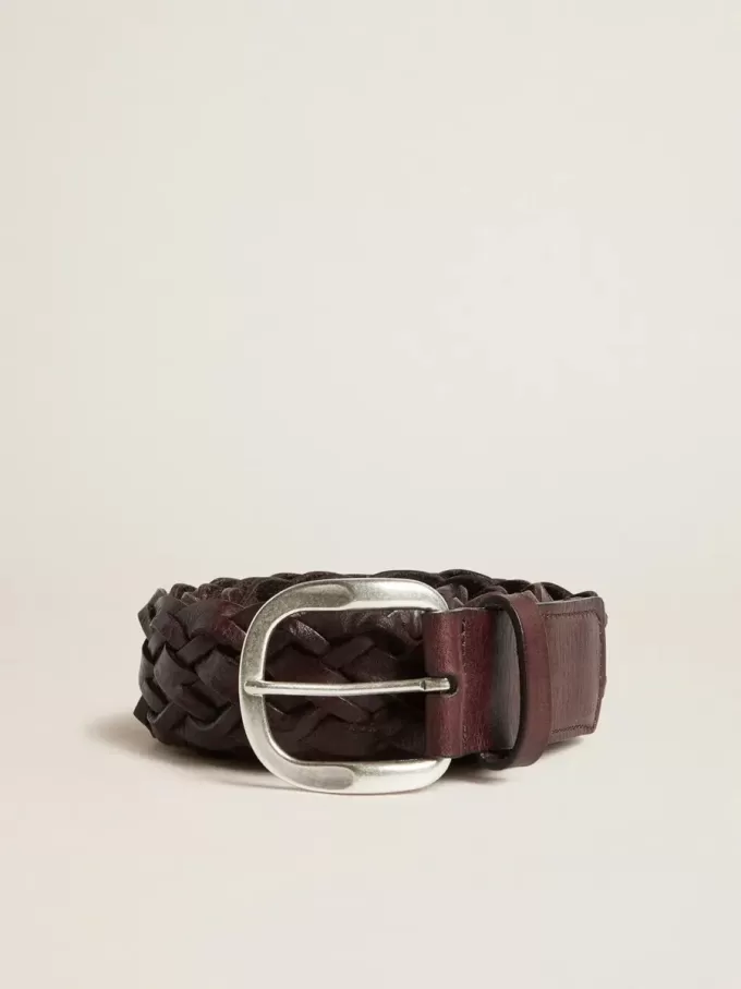 Cinturón de piel trenzada marrón oscuro para hombre Cinturón de piel trenzada marrón oscuro para hombre