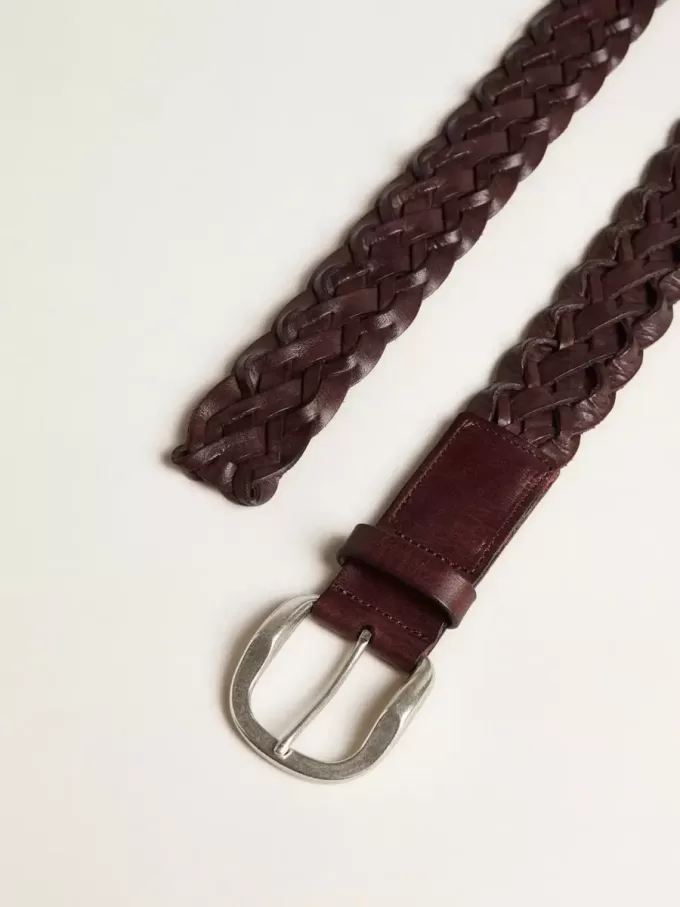 Cinturón de piel trenzada marrón oscuro para hombre Cinturón de piel trenzada marrón oscuro para hombre