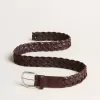 Cinturón de piel trenzada marrón oscuro para hombre Cinturón de piel trenzada marrón oscuro para hombre