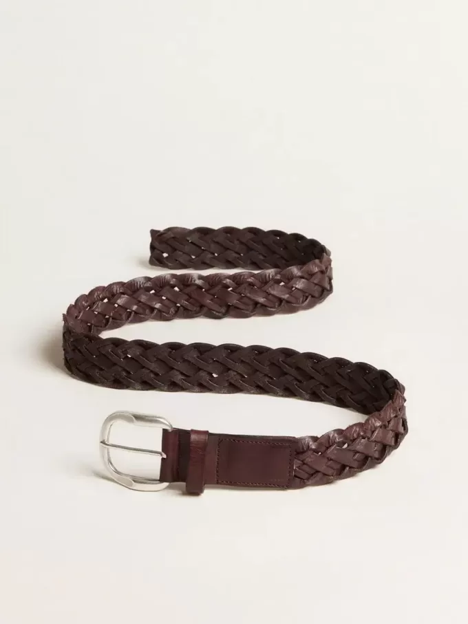 Cinturón de piel trenzada marrón oscuro para hombre Cinturón de piel trenzada marrón oscuro para hombre