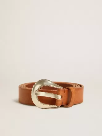 Cinturón para hombre en piel lavada de color tostado