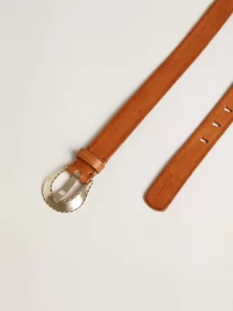 Cinturón para hombre en piel lavada de color tostado