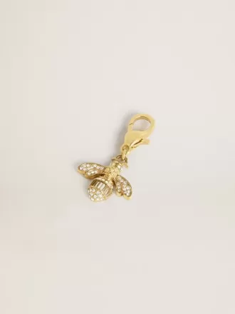 Colgante con forma de abeja en latón dorado con cristales