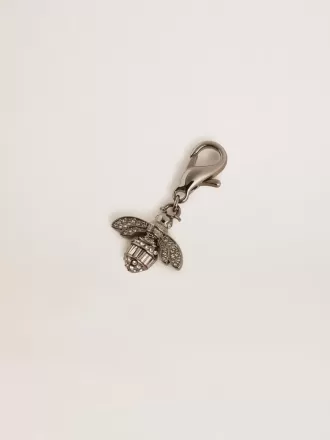Colgante con forma de abeja en latón plateado con cristales