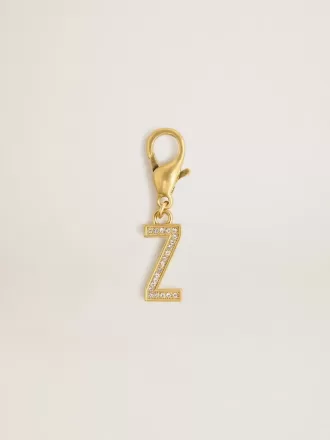 Colgante con la letra Z en latón dorado con cristales