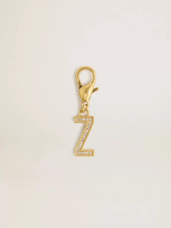 Colgante con la letra Z en latón dorado con cristales Colgante con la letra Z en latón dorado con cristales