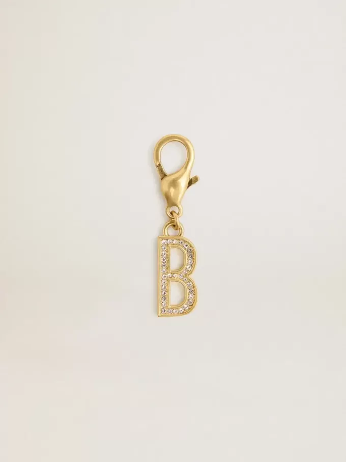 Colgante con letra B en latón dorado con cristales Colgante con letra B en latón dorado con cristales