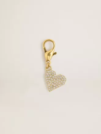 Colgante en forma de corazón de latón dorado con cristales