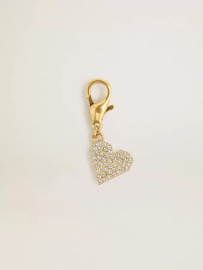 Colgante en forma de corazón de latón dorado con cristales Colgante en forma de corazón de latón dorado con cristales