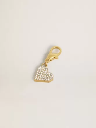 Colgante en forma de corazón de latón dorado con cristales