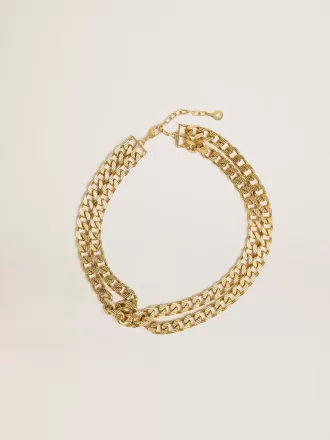 Collar de cadena trenzada en color oro antiguo con cierre en forma de estrella