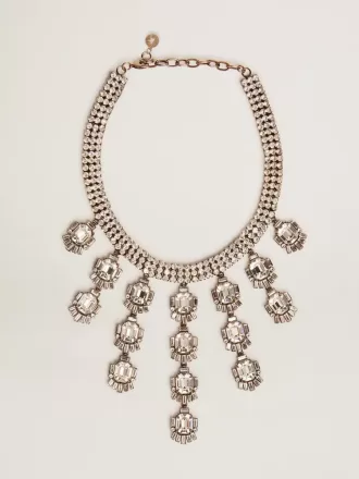 Collar de mujer en color oro antiguo con cristales en forma de gota