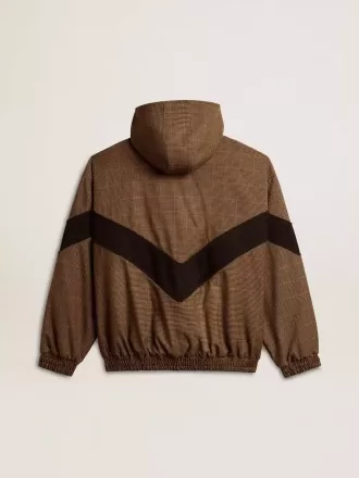 Cortavientos en beige y negro con estampado de pata de gallo Cortavientos en beige y negro con estampado de pata de gallo