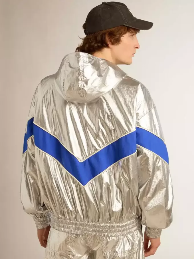 Cortavientos para hombre en tejido técnico plateado.