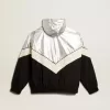 Cortavientos para hombre en tejido técnico plateado y negro Cortavientos para hombre en tejido técnico plateado y negro