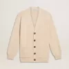 Cárdigan beige para mujer con las letras «Golden» en la espalda Cárdigan beige para mujer con las letras «Golden» en la espalda