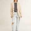 Cárdigan beige para mujer con las letras «Golden» en la espalda Cárdigan beige para mujer con las letras «Golden» en la espalda