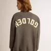 Cárdigan de algodón gris jaspeado para mujer con logotipo en la espalda Cárdigan de algodón gris jaspeado para mujer con logotipo en la espalda