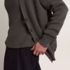 Cárdigan de hombre en algodón gris jaspeado con logotipo en la espalda Cárdigan de hombre en algodón gris jaspeado con logotipo en la espalda