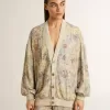 Cárdigan de mujer con estampado floral y bordados Cárdigan de mujer con estampado floral y bordados