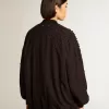 Cárdigan negro para mujer con bordado sombreado Cárdigan negro para mujer con bordado sombreado