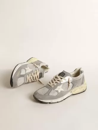 Dad-Star para hombre en ante y malla con estrella y lengüeta en el talón de cuero blanco