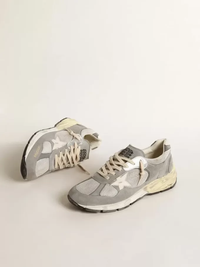 Dad-Star para hombre en ante y malla con estrella y lengüeta en el talón de cuero blanco Dad-Star para hombre en ante y malla con estrella y lengüeta en el talón de cuero blanco