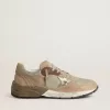 Dad-Star para hombre en malla beige y ante con estrella de cuero plateado Dad-Star para hombre en malla beige y ante con estrella de cuero plateado