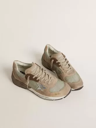 Dad-Star para hombre en malla beige y ante con estrella de cuero plateado