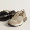Dad-Star para hombre en malla beige y ante con estrella de cuero plateado Dad-Star para hombre en malla beige y ante con estrella de cuero plateado