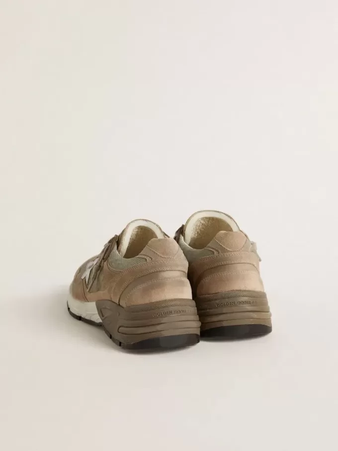 Dad-Star para hombre en malla beige y ante con estrella de cuero plateado Dad-Star para hombre en malla beige y ante con estrella de cuero plateado