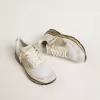 Dad-Star para hombre en malla y ante blanco con estrella de cuero dorado laminado Dad-Star para hombre en malla y ante blanco con estrella de cuero dorado laminado