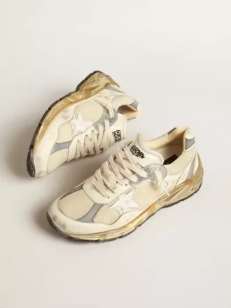 Dad-Star para hombre en napa beige y nailon con estrella de cuero blanco