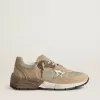 Dad-Star para mujer en malla beige y ante con estrella de cuero plateado