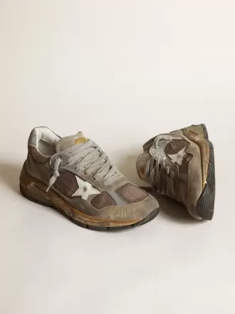 Dad-Star para hombre en malla gris paloma y ante