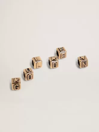 Dijes cúbicos para mujer en color oro antiguo con letras del alfabeto