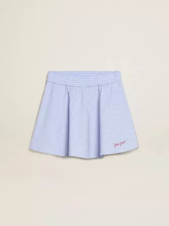 Falda de niña con rayas azul claro