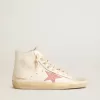 Francy en napa color crema con estrella de piel rosa con estampado de cocodrilo Francy en napa color crema con estrella de piel rosa con estampado de cocodrilo