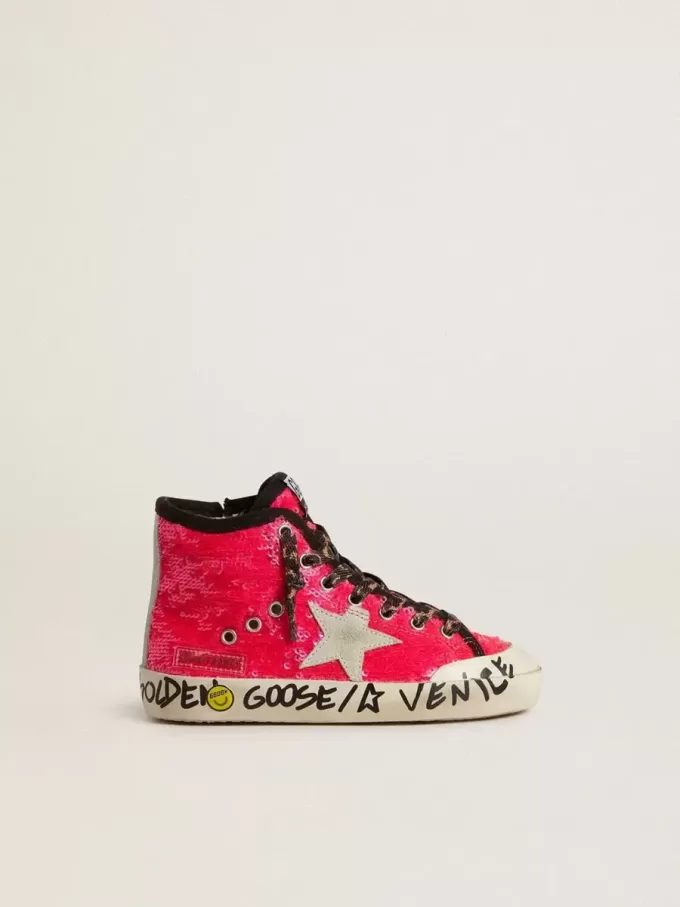 Francy Junior con lentejuelas, estrella de ante gris hielo y cordones con estampado animal Francy Junior con lentejuelas, estrella de ante gris hielo y cordones con estampado animal