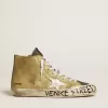 Francy LAB para hombre en dorado brillante con estrella de cuero blanco