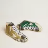 Francy LAB para hombre en dorado brillante con estrella de cuero blanco