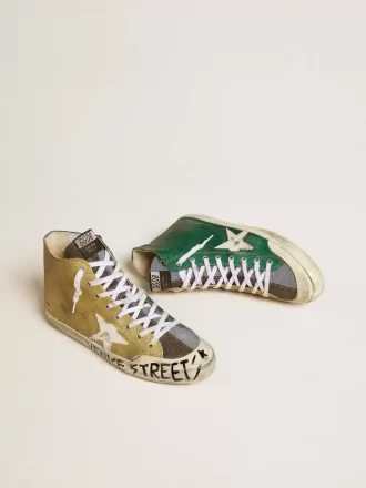 Francy LAB para hombre en dorado brillante con estrella de cuero blanco
