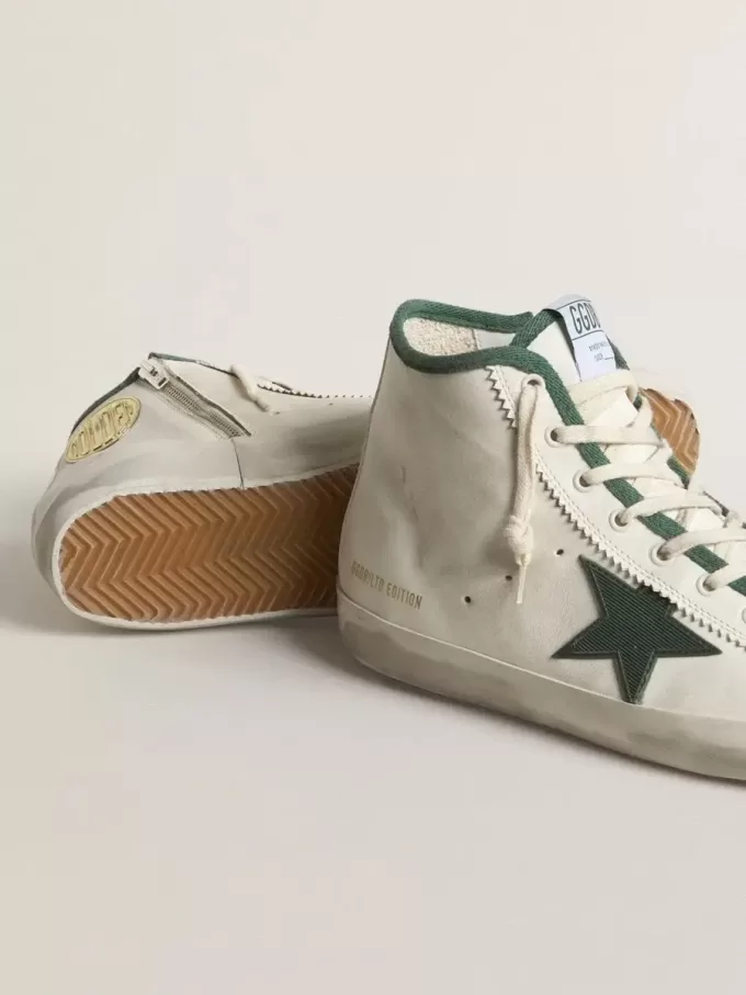 Francy LTD para hombre en piel napa blanca con estrella de goma verde