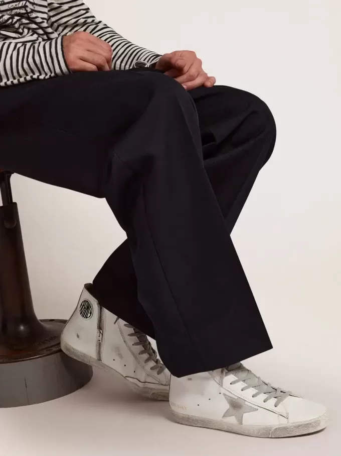 Francy para hombre en piel con estrella de ante plateado Francy para hombre en piel con estrella de ante plateado